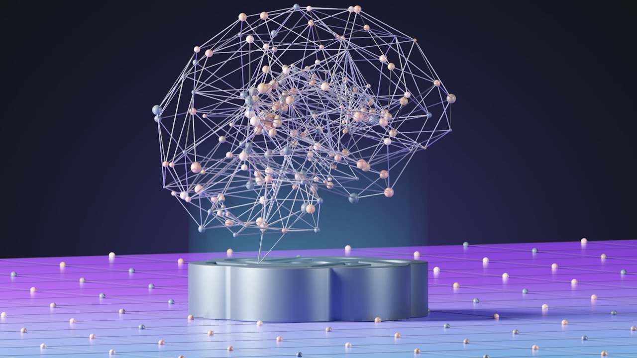 Abstract neural network brain representing decision memory for AI agents