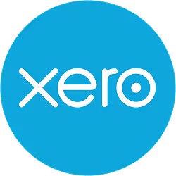 Xero company logo in white text on a blue circular background.