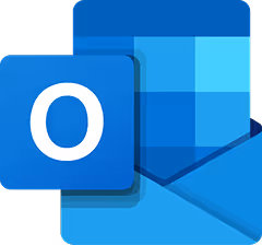 Microsoft Outlook logo featuring a stylized blue envelope with an overlapping blue square displaying a white letter O.